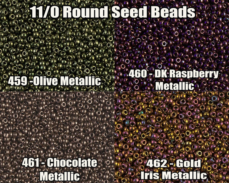 11/0 Miyuki Seed Beads 8.5g, 23g 11-0459, 11-0460, 11-0461, 11-0462 - The Argus Collection