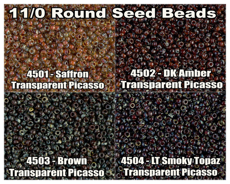 11/0 Miyuki Seed Beads 8.5g 23g, 11-4501, 11-4502, 11-4503, 11-4504 - The Argus Collection