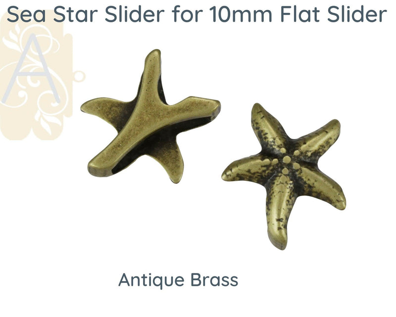 Sea Star Slider for Leather or Cork, 10mm, in 4 Finishes - The Argus Collection