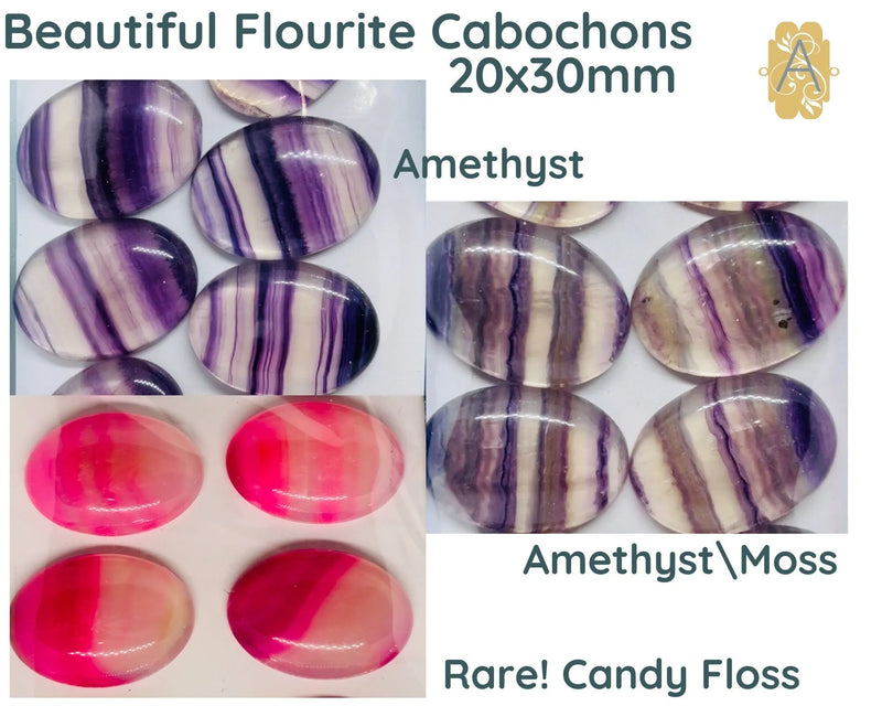 Semi-Precious Fluorite Cabochons, 3 Shades - The Argus Collection