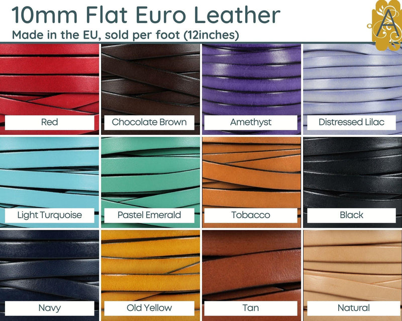 Superior Flat Euro Leather, 10mm, in 12 Colors - The Argus Collection