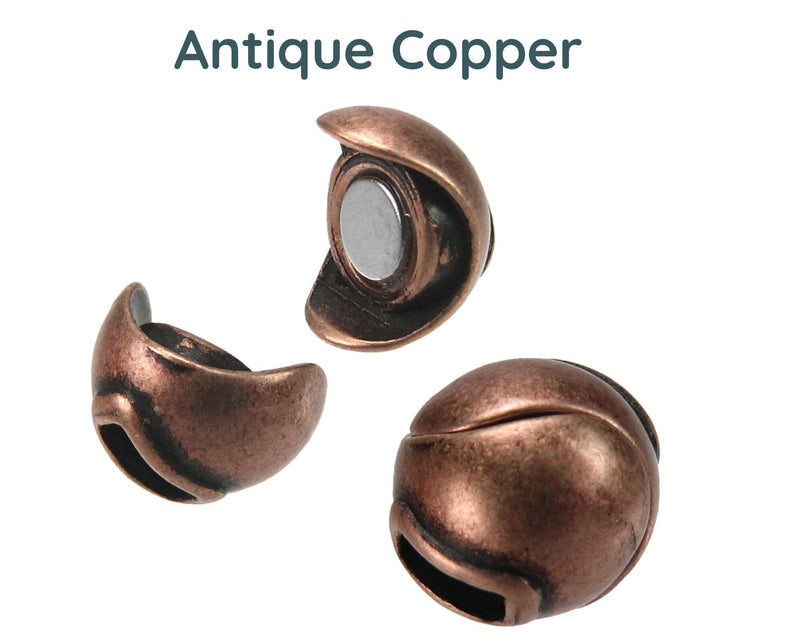 Sphere Flat Leather Magnetic Clasps, 5mm in 3 Finishes - The Argus Collection