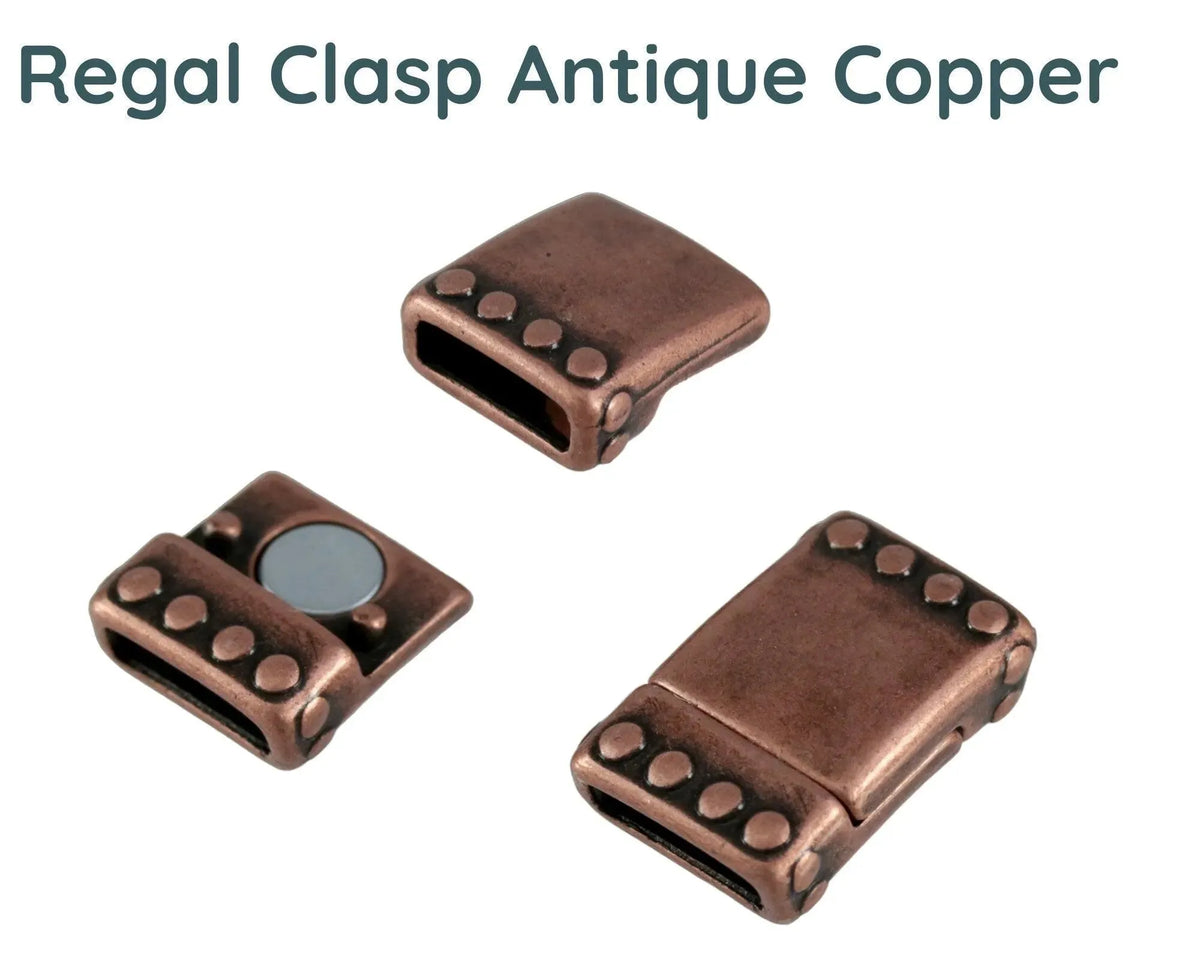 Regal Flat Magnetic Clasp for Leather or Cork, 10mm, in 4 Finishes - The Argus Collection