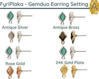 Fyriplaka, Gemduo Bead Earring Setting, 1 Pair in 4 Finishes - The Argus Collection