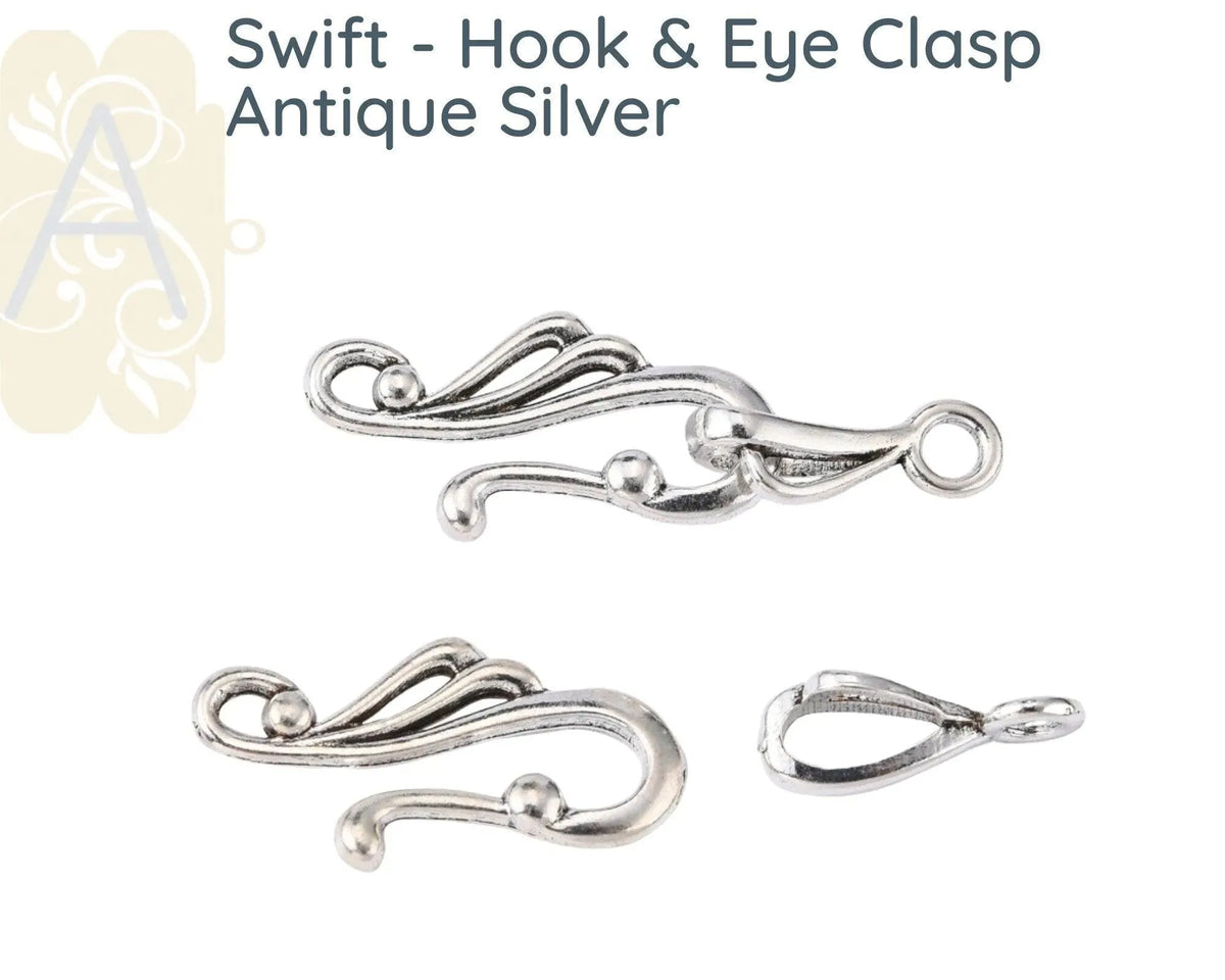 Swift Hook & Eye Clasps, 6 Finishes - The Argus Collection