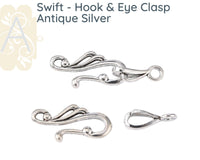 Swift Hook & Eye Clasps, 6 Finishes - The Argus Collection