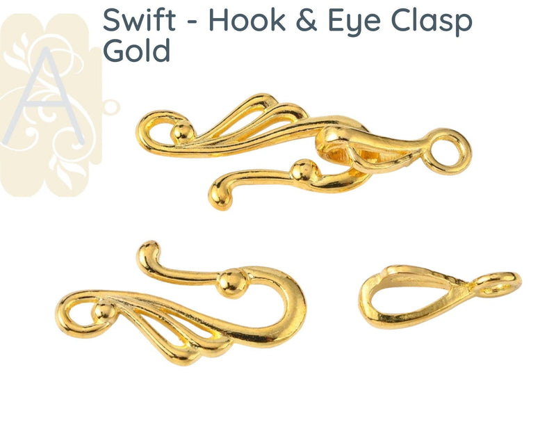 Swift Hook & Eye Clasps, 6 Finishes - The Argus Collection