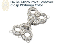 Owlie, Micro Pave Foldover Clasp, Cubic Zirconia, 3 Strands - The Argus Collection