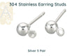 304 Stainless Steel Earring Studs or Posts, 5 Pair, 3 Finishes - The Argus Collection