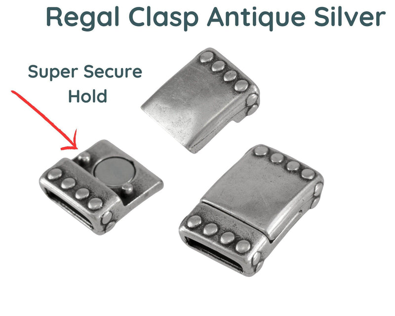 Regal Flat Magnetic Clasp for Leather or Cork, 10mm, in 4 Finishes - The Argus Collection