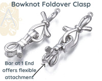 Bowknot Foldover Clasp, 1-Strand, Precious Metal Plating - The Argus Collection