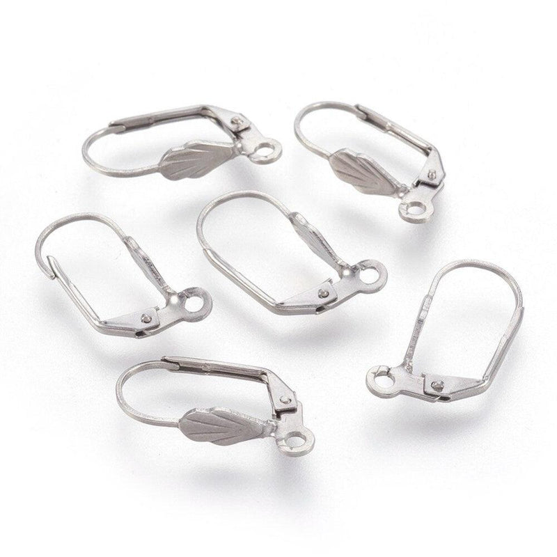 Monaco 11, 304 Stainless Steel Leverback Earrings with Leaf Front in 2 Finishes - The Argus Collection