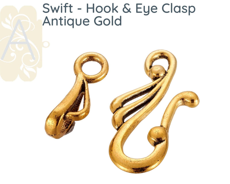 Swift Hook & Eye Clasps, 6 Finishes - The Argus Collection