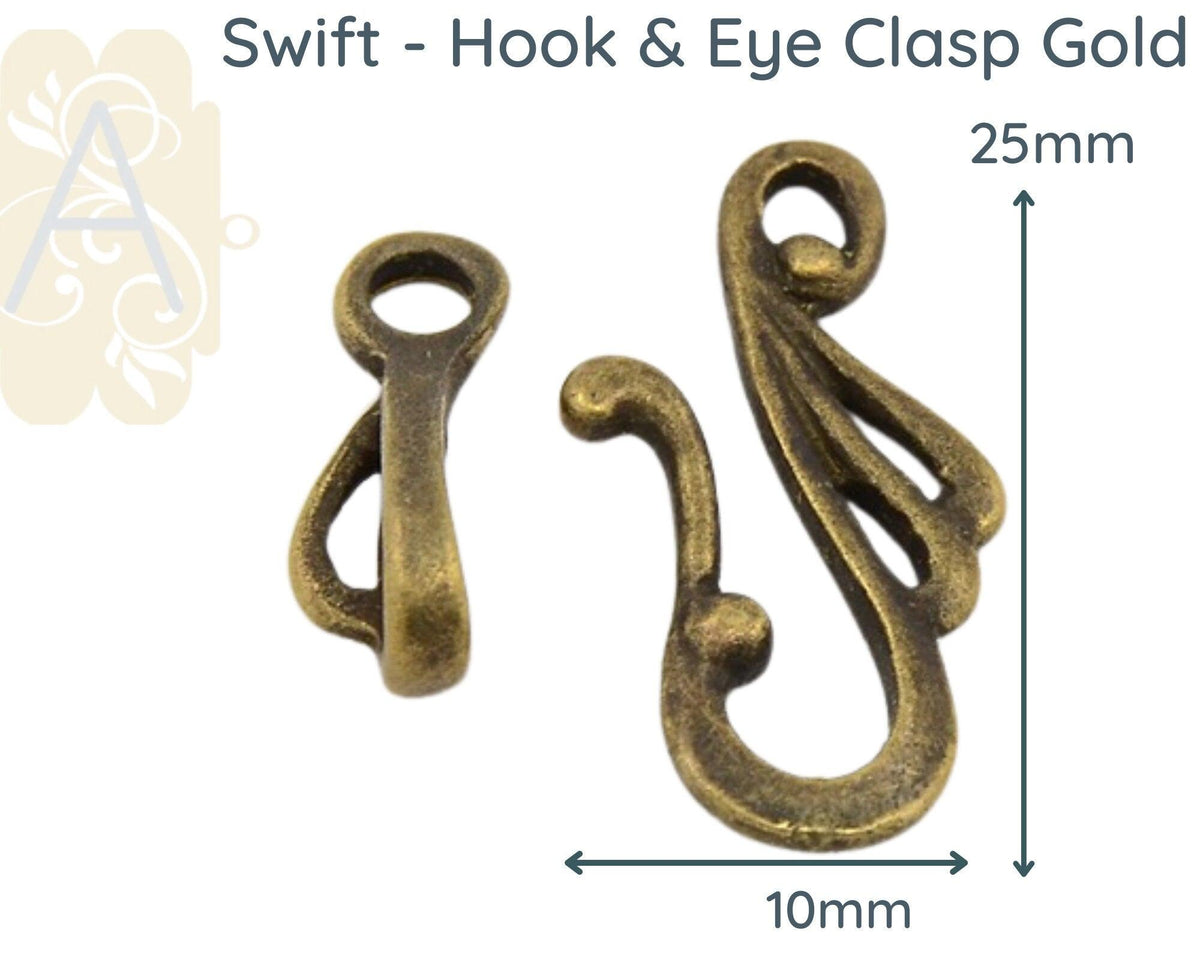 Swift Hook & Eye Clasps, 6 Finishes - The Argus Collection