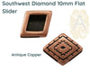 Southwest Diamond Sliders for Leather or Cork, 10mm, in 3 Finishes - The Argus Collection