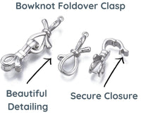 Bowknot Foldover Clasp, 1-Strand, Precious Metal Plating - The Argus Collection