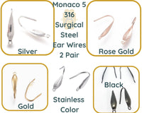 Monaco 5, Surgical Steel Earring Wires with Front Facing Loop, 2 Pair - The Argus Collection