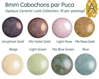 Cabochons par Puca, 8mm, Ceramic Collection - The Argus Collection