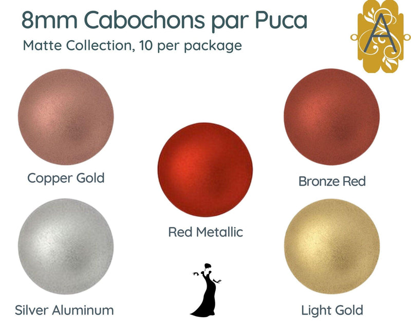 Cabochons par Puca, 8mm, Matte Collection - The Argus Collection