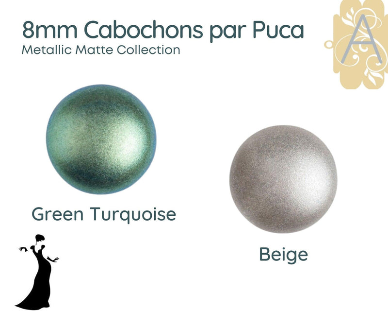 Cabochons par Puca, 8mm, Metallic Matte Collection - The Argus Collection