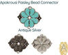 Apokrousi, Cymbal Paisley Bead Connector, Glue-In Element, 4 Finishes - The Argus Collection