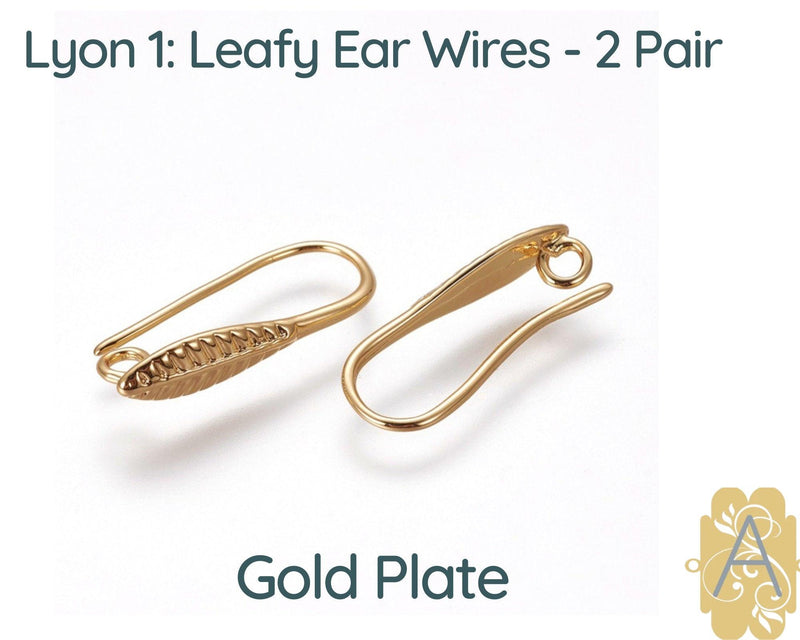 Lyon 1, Leafy Earring Wires, 3 Finishes - The Argus Collection