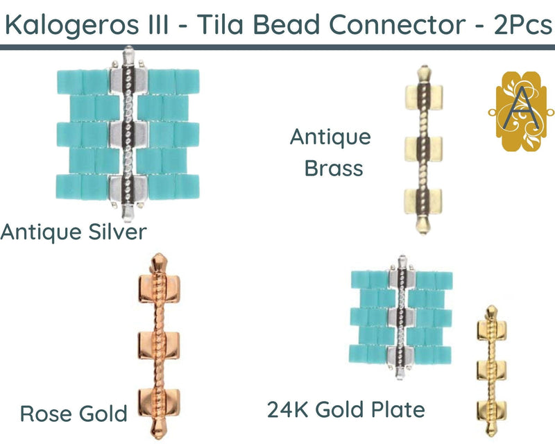 Kalogeros III, Cymbal Tila Bead Connector, 2 Pcs. 4 Finishes - The Argus Collection