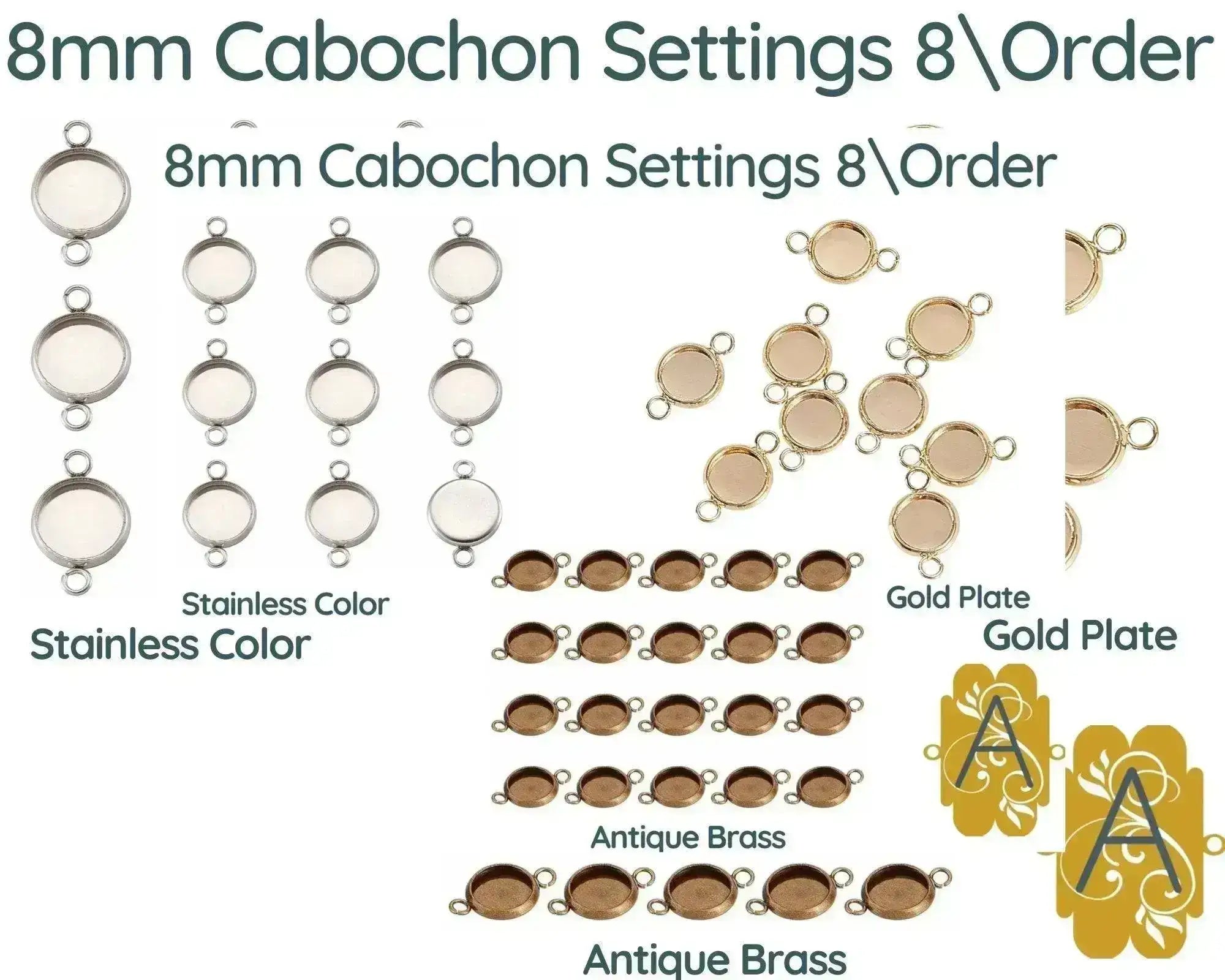 Cabochons par Puca, 8mm, Metallic Matte Collection - The Argus Collection