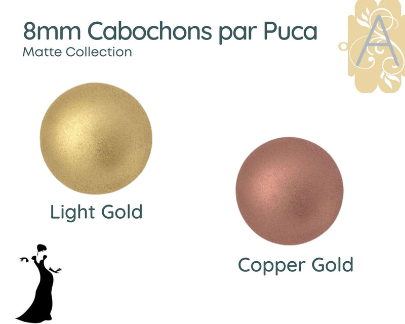 Cabochons par Puca, 8mm, Matte Collection - The Argus Collection