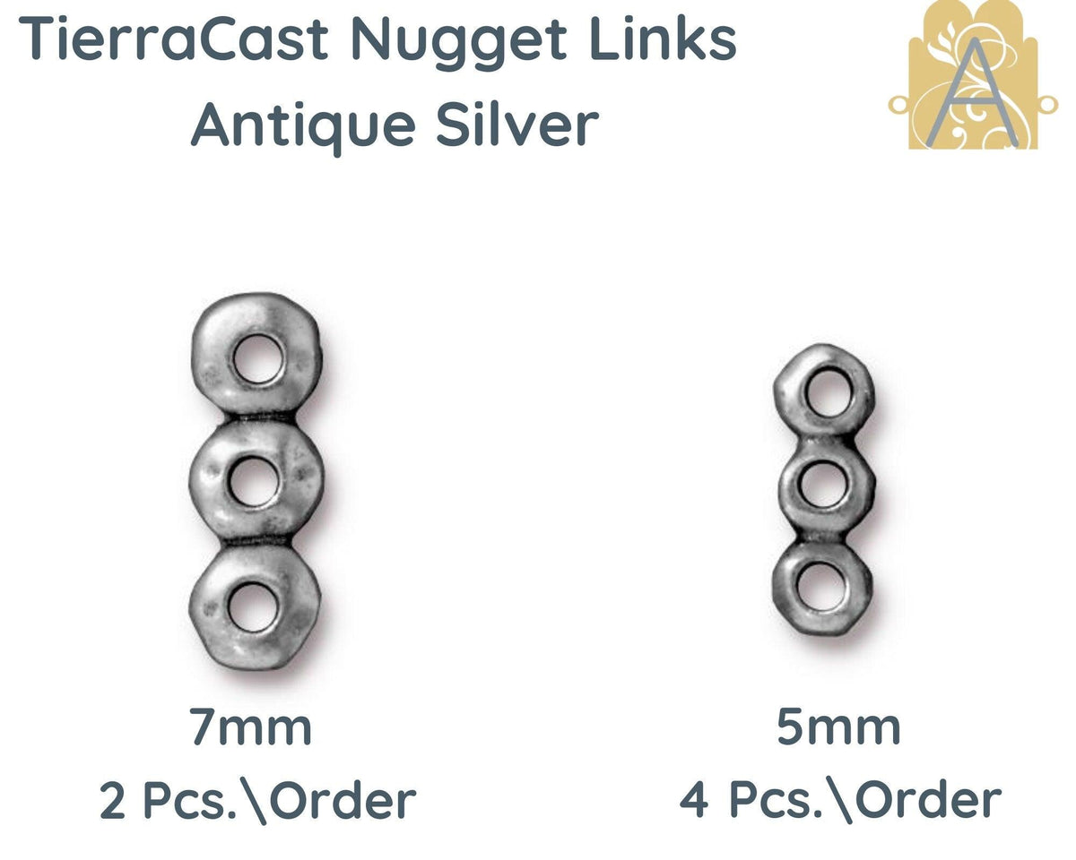 Nugget Links, Tierracast, 3-Strand Bar or Spacer, 2 Sizes - The Argus Collection