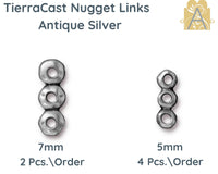 Nugget Links, Tierracast, 3-Strand Bar or Spacer, 2 Sizes - The Argus Collection