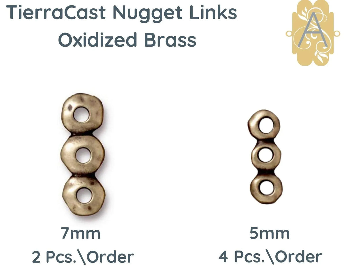 Nugget Links, Tierracast, 3-Strand Bar or Spacer, 2 Sizes - The Argus Collection