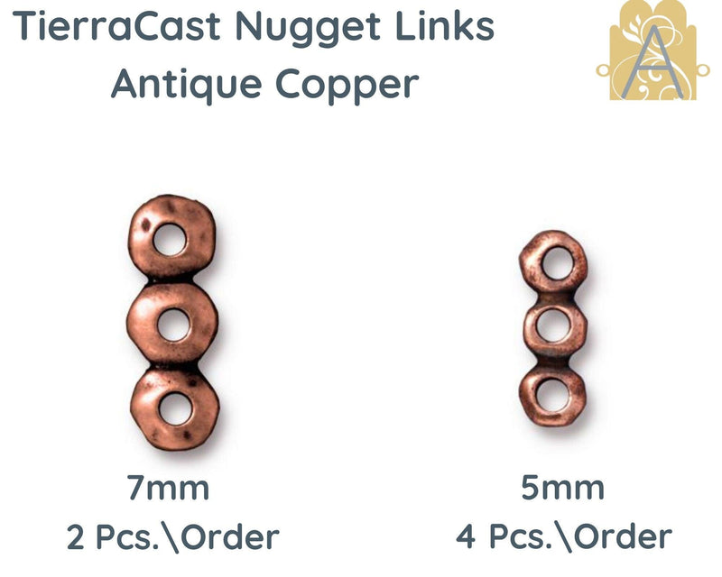 Nugget Links, Tierracast, 3-Strand Bar or Spacer, 2 Sizes - The Argus Collection