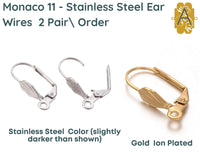 Monaco 11, 304 Stainless Steel Leverback Earrings with Leaf Front in 2 Finishes - The Argus Collection