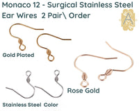 Monaco 12, 316 Surgical Steel Earring Wires, 3 Finishes - The Argus Collection