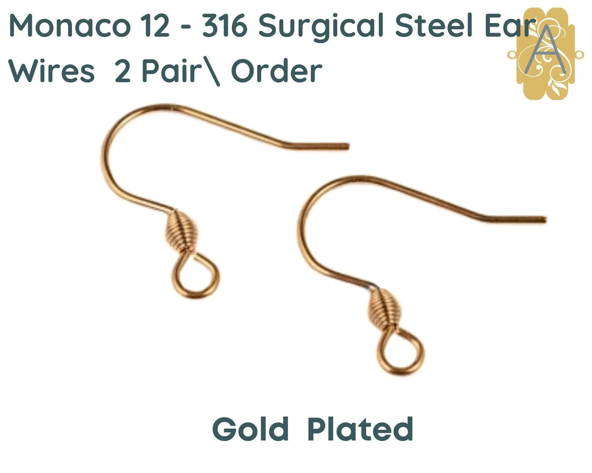 Monaco 12, 316 Surgical Steel Earring Wires, 3 Finishes - The Argus Collection