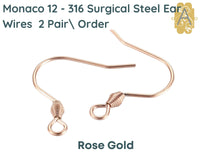 Monaco 12, 316 Surgical Steel Earring Wires, 3 Finishes - The Argus Collection