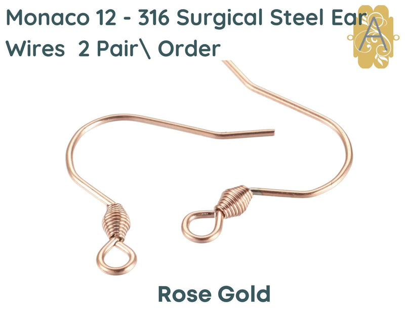 Monaco 12, 316 Surgical Steel Earring Wires, 3 Finishes - The Argus Collection