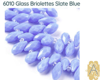 Faceted Glass Briolettes, 6010 style, Imitation Jade, Blue Array - The Argus Collection