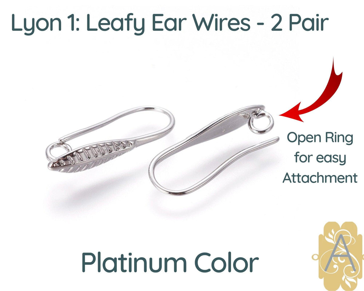 Lyon 1, Leafy Earring Wires, 3 Finishes - The Argus Collection