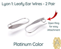 Lyon 1, Leafy Earring Wires, 3 Finishes - The Argus Collection