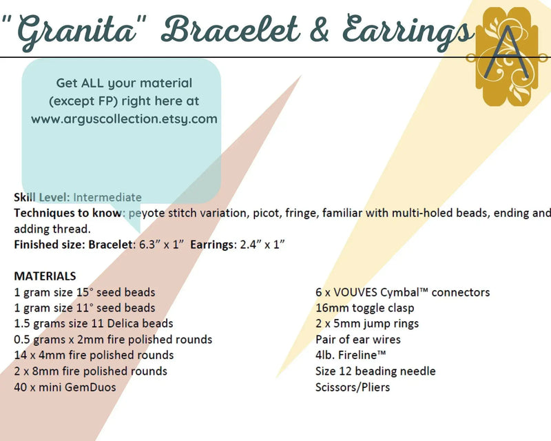 Granita Bracelet & Earrings Pattern - The Argus Collection