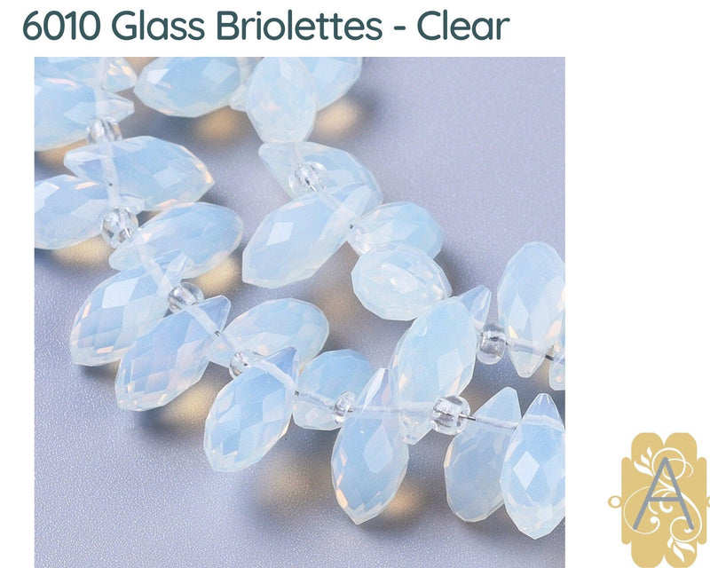 Faceted Glass Briolettes, 6010 style, Imitation Jade, Pastel Array - The Argus Collection