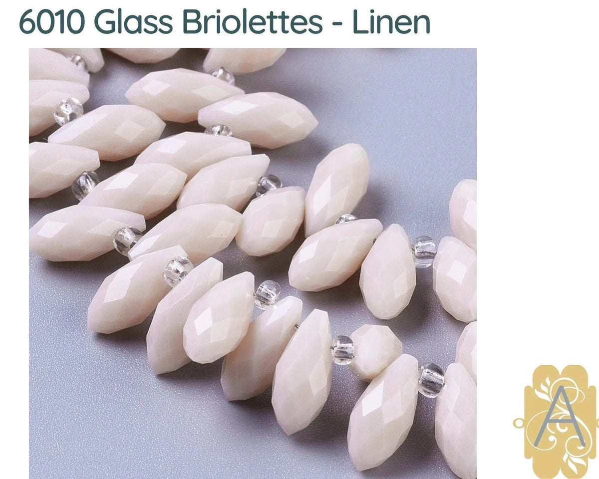 Faceted Glass Briolettes, 6010 style, Imitation Jade, Pastel Array - The Argus Collection