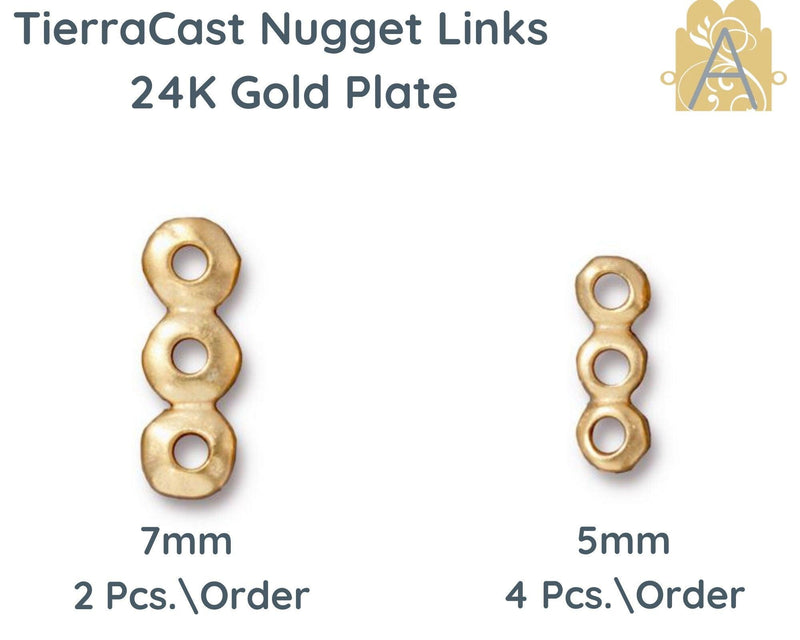 Nugget Links, Tierracast, 3-Strand Bar or Spacer, 2 Sizes - The Argus Collection