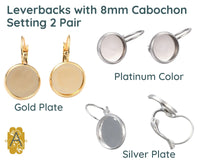 Leverback Earrings with 8mm Cabochon Setting, 3 Finishes - The Argus Collection