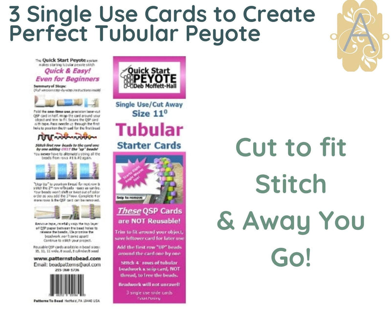 Quick Start Cards for Even or Odd Peyote, 2 Drop Peyote, Herringbone & Right Angle Weave, 3 per Pack + 2 NEW STARTER CARDS - The Argus Collection