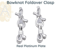 Bowknot Foldover Clasp, 1-Strand, Precious Metal Plating - The Argus Collection