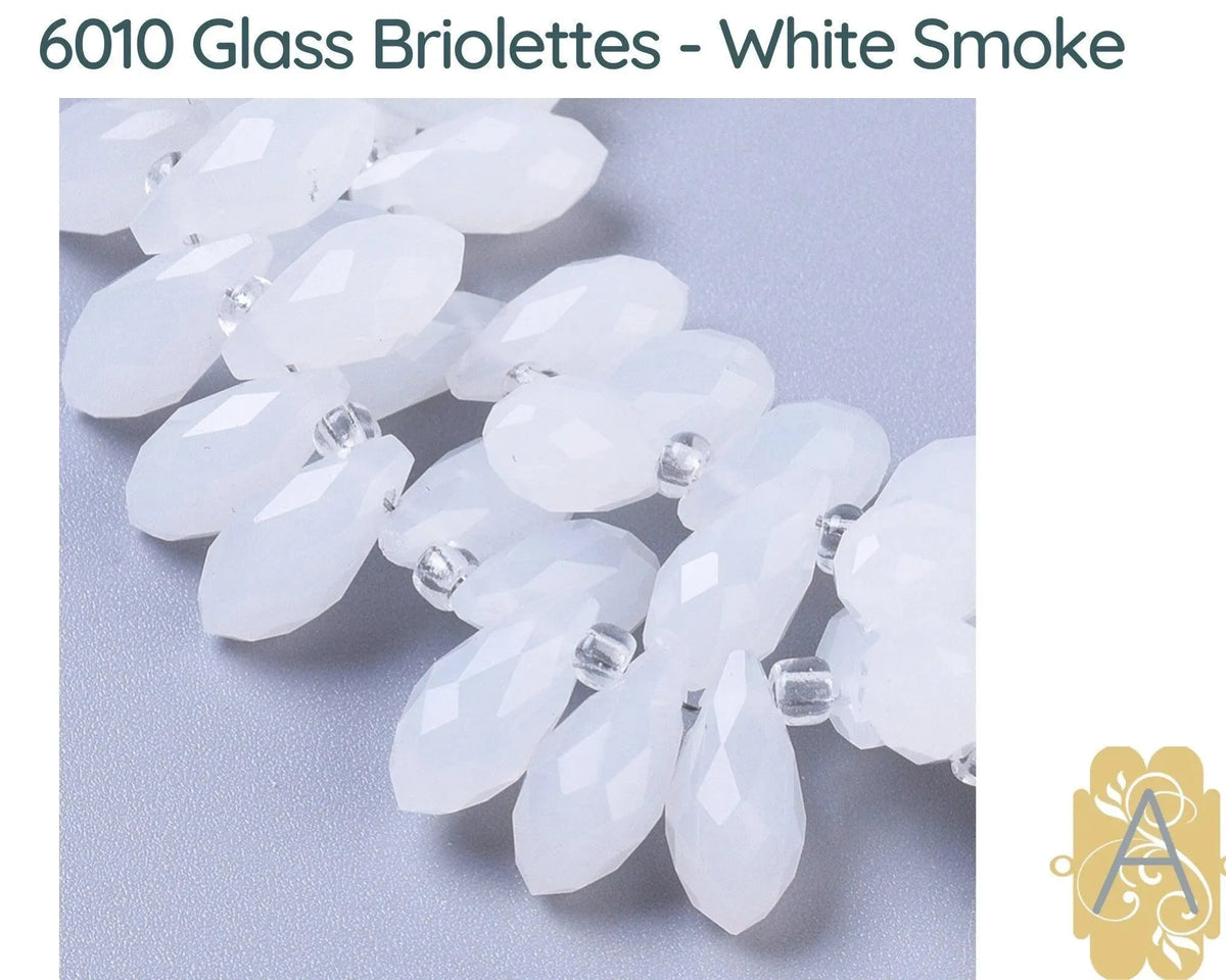 Faceted Glass Briolettes, 6010 style, Imitation Jade, Pastel Array - The Argus Collection