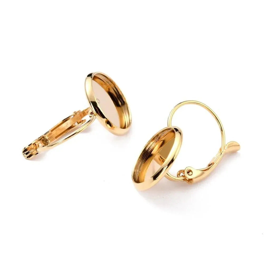 Leverback Earrings with 8mm Cabochon Setting, 3 Finishes - The Argus Collection